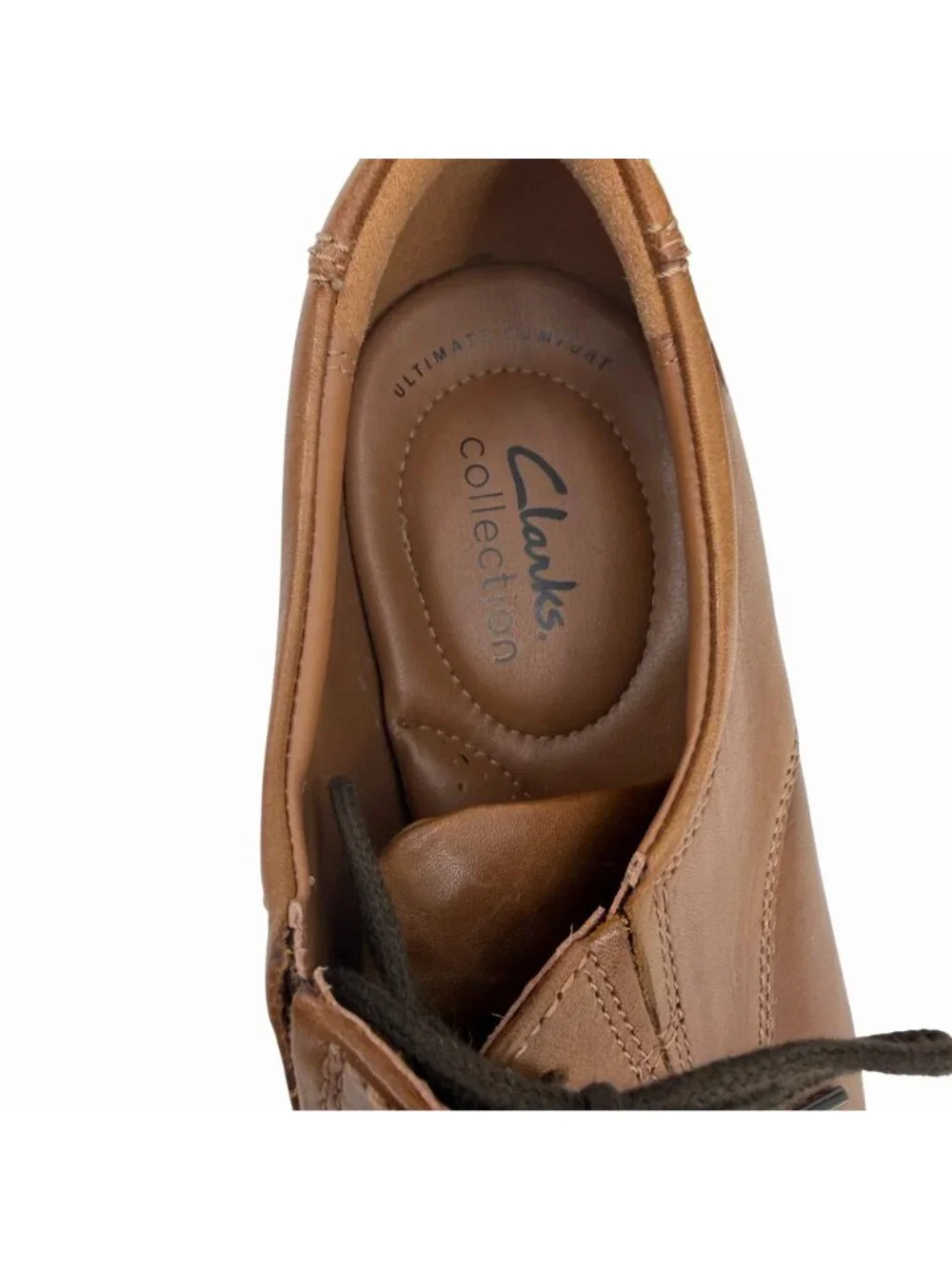 CLARKS COLLECTION MEN'S LT BROWN ULTIMATE COMFORT LEATHER OXFORD LACE UP DRESS S